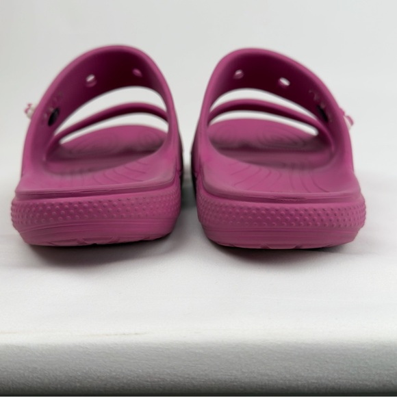 Crocs Pink Two-Strap Slide Sandals Sz M9 W11 Magenta Comfort Slip-On - Picture 8 of 10